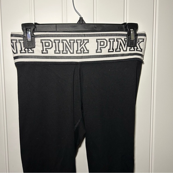 PINK Victorias Secret Black & White Logo Print Sports Bra & Leggings Set Size S - Picture 11 of 16